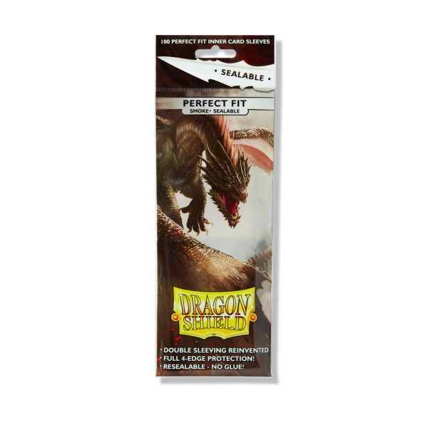 Dragon Shield: Perfect Fit Inner Sleeves – Sealable – Smoke/Clear (100)