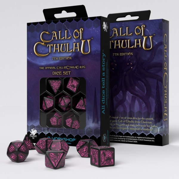 Call of Cthulhu 7th Edition Dice Set Schwarz & Magenta (7)